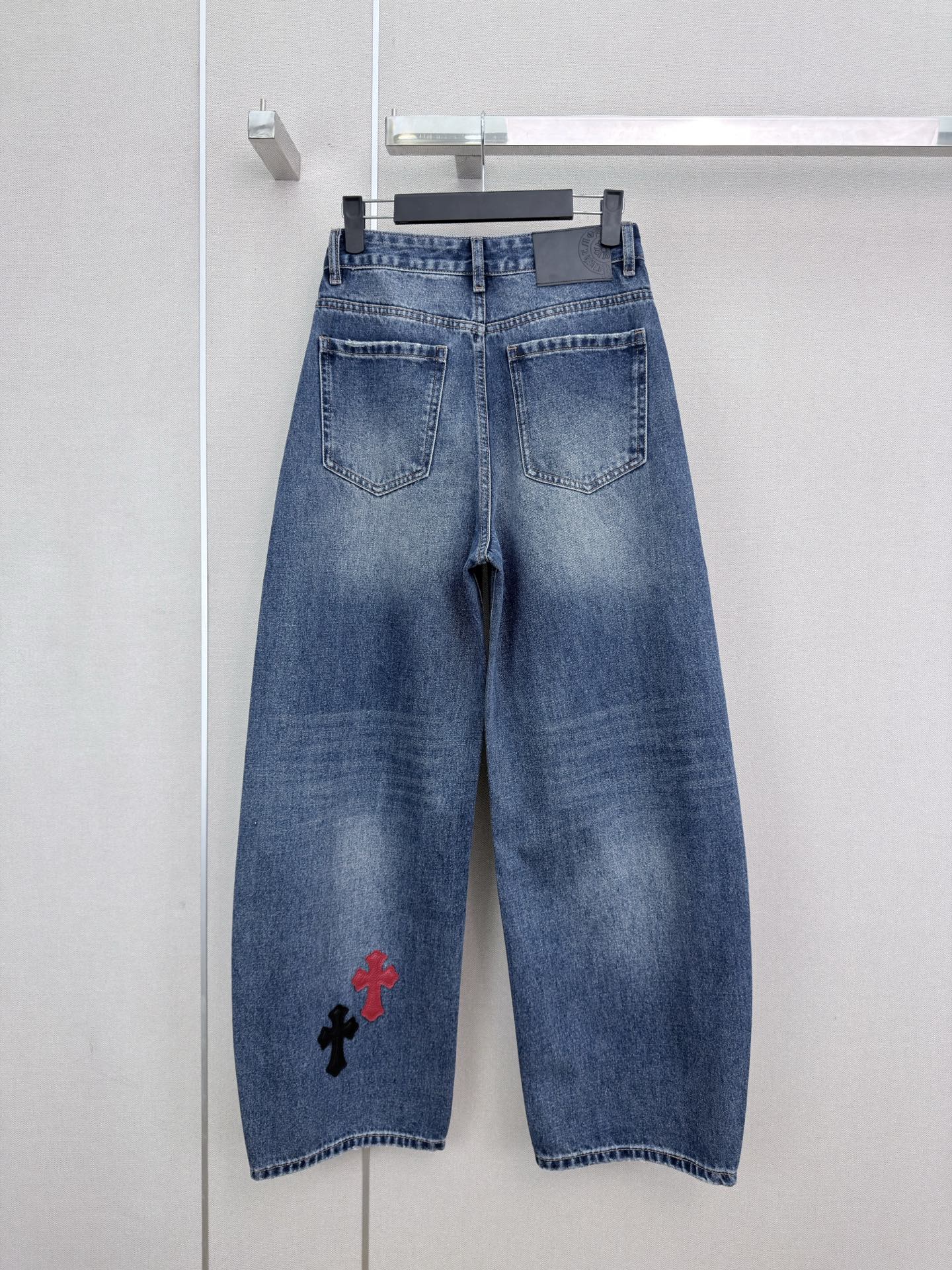 크롬하츠 레더 크로스 커브 블레이드 데님 와이드 팬츠 상세 이미지 7
