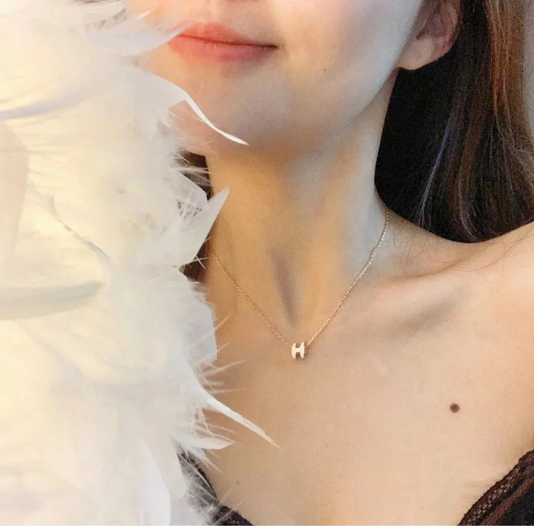 에르메스 미니 팝 H 에나멜 화이트골드 목걸이 상세 이미지 2
