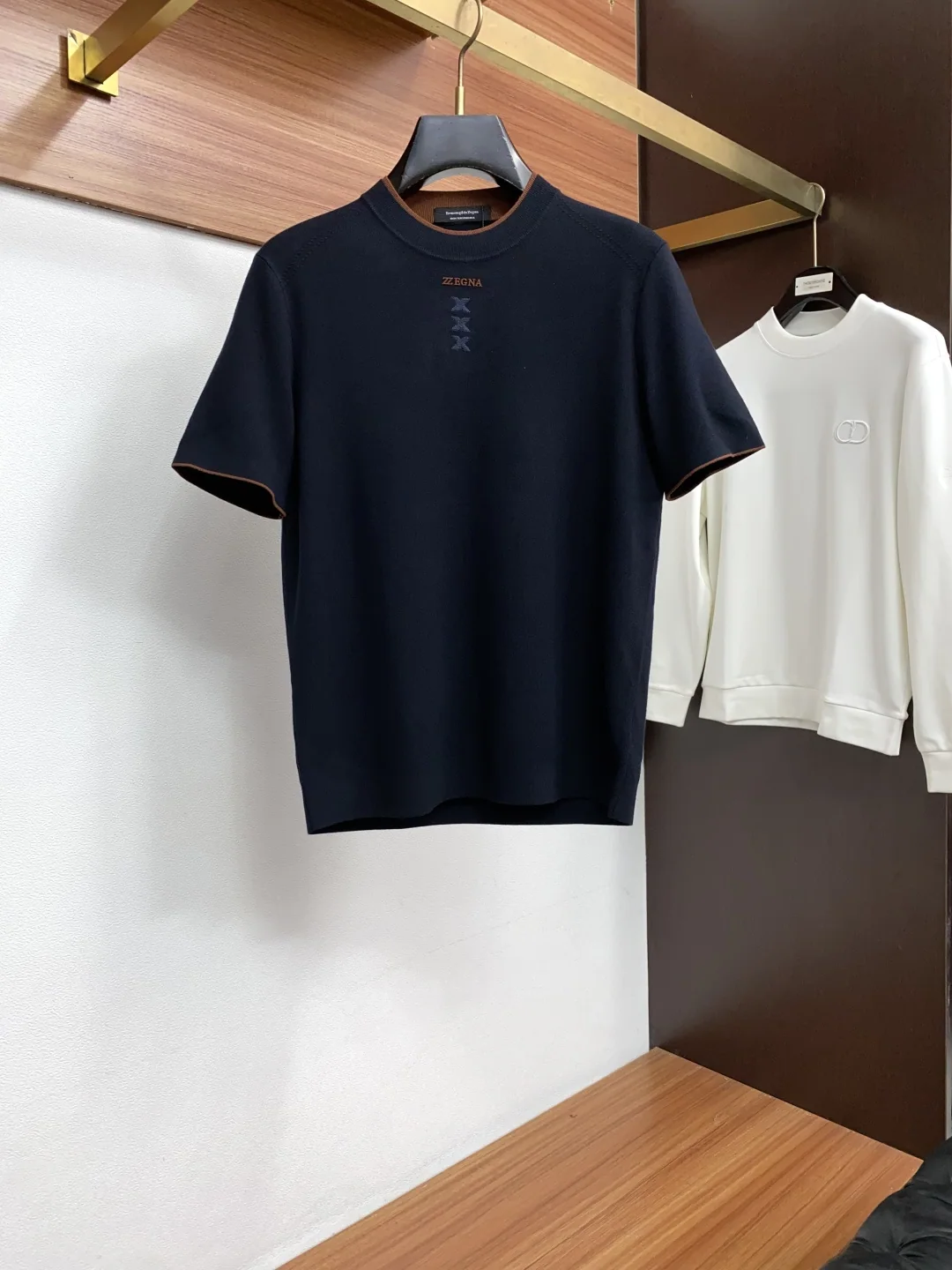 제냐 울 더블 카라 남성 반팔 세터 156259