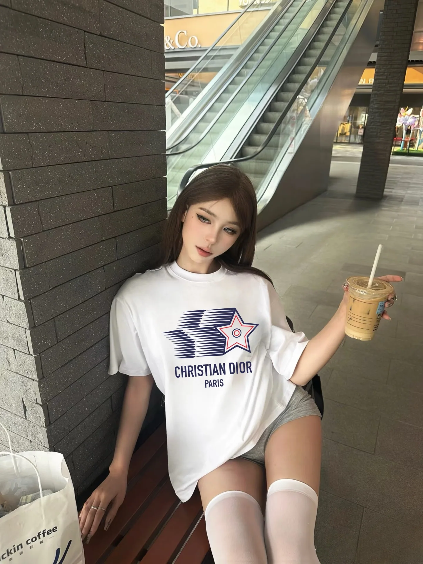 디올 오각별 무늬 반팔 셔츠 상세 이미지 3