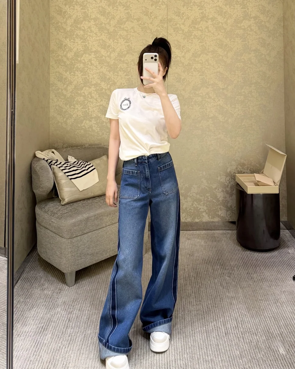 디올 화이트 코튼 자수 반팔 티셔츠 상세 이미지 8