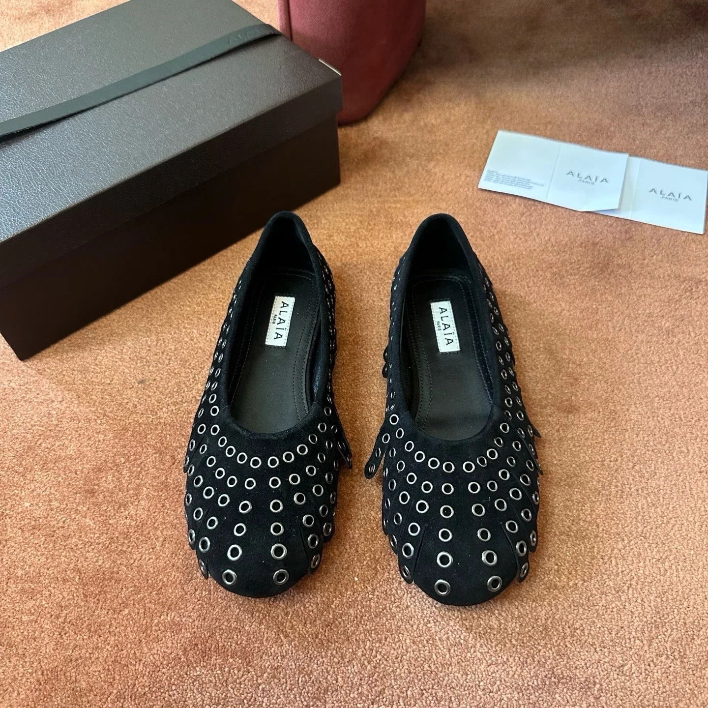 알라이아 발레리나 여성 소가죽 짜임 디테일 188040