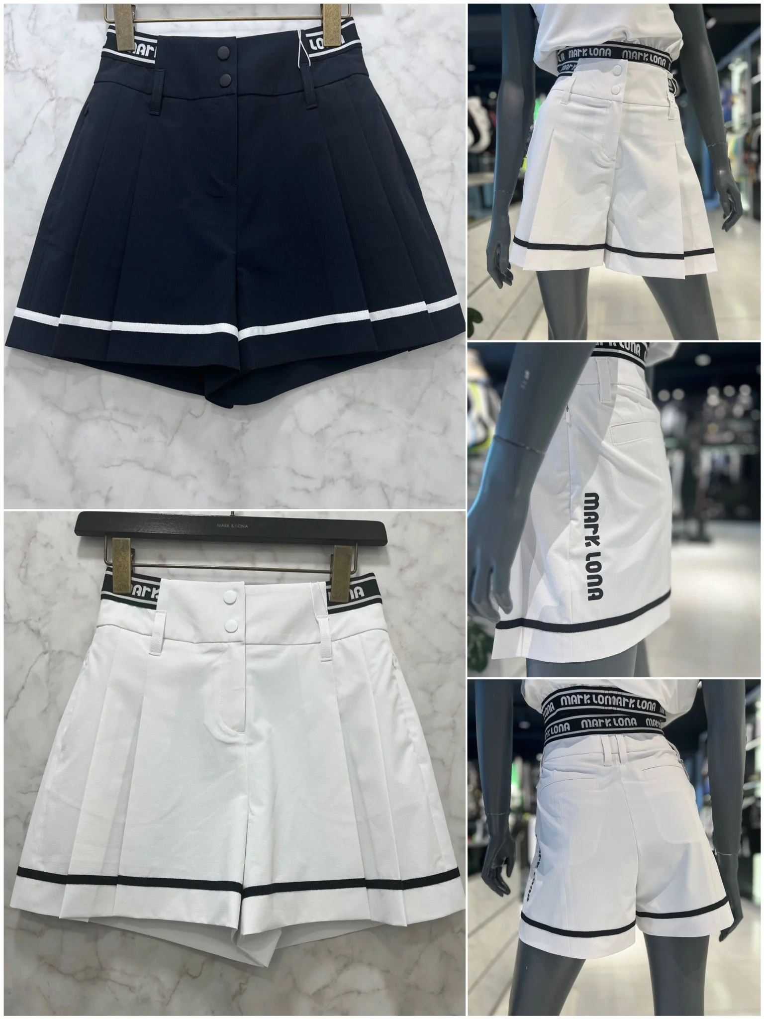 마크앤로나 여성 하이웨이스트 와이드 반바지 골프웨어 세트 상세 이미지 4