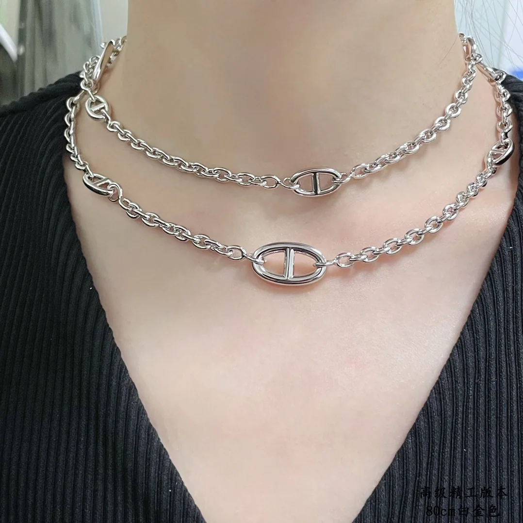 에르메스 팔랑둘 피그노즈 18 K 화이트골드 도금 목걸이 상세 이미지 2