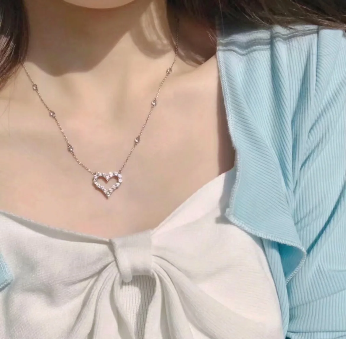 티파니 하트 다이아몬드 스털링 실버 목걸이 상세 이미지 1