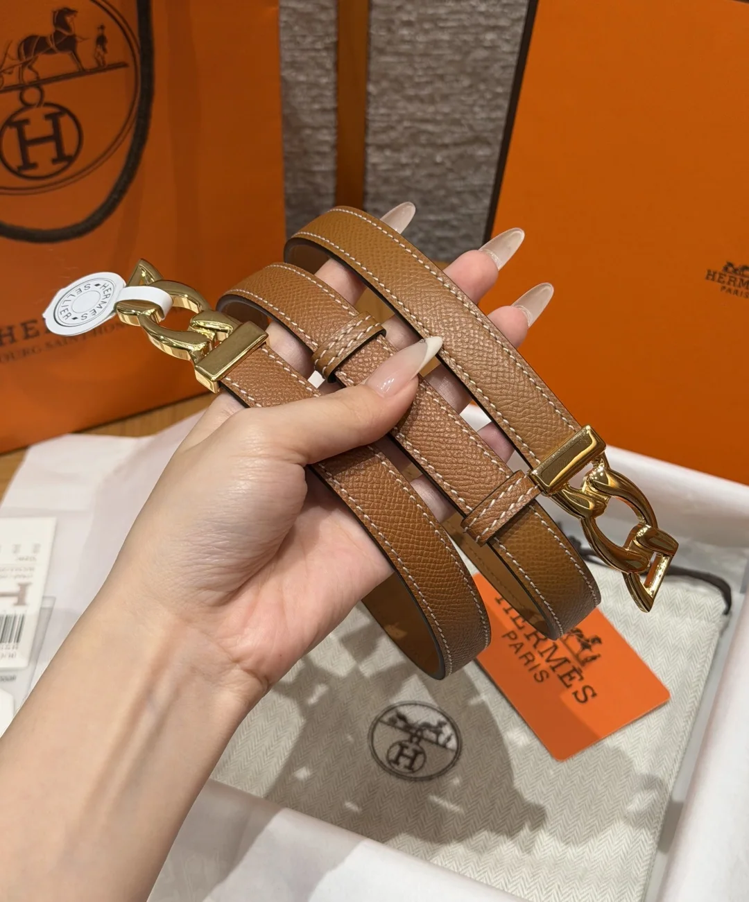 에르메스 H브랜드 체인 덩클 엡솜 가죽 벨트 상세 이미지 2