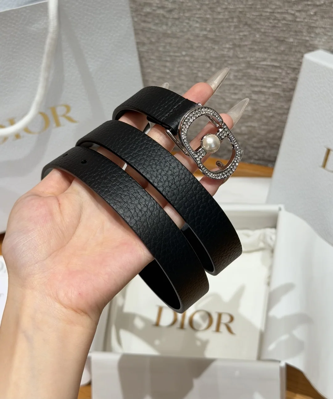 디올 CD 잠금장치 송아지가죽 벨트 20mm 상세 이미지 2