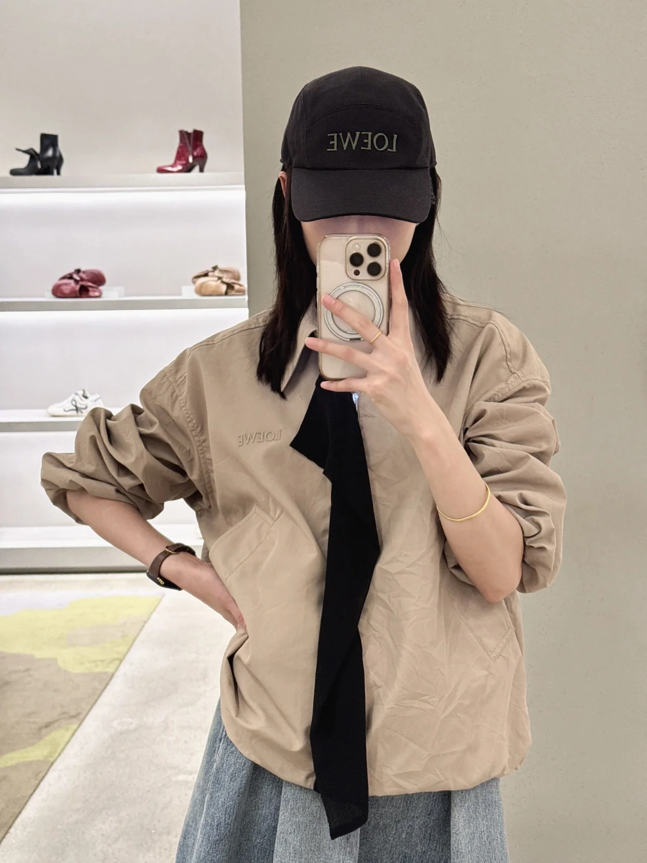 로에베 패치워크 카키 여성 자켓 상세 이미지 4