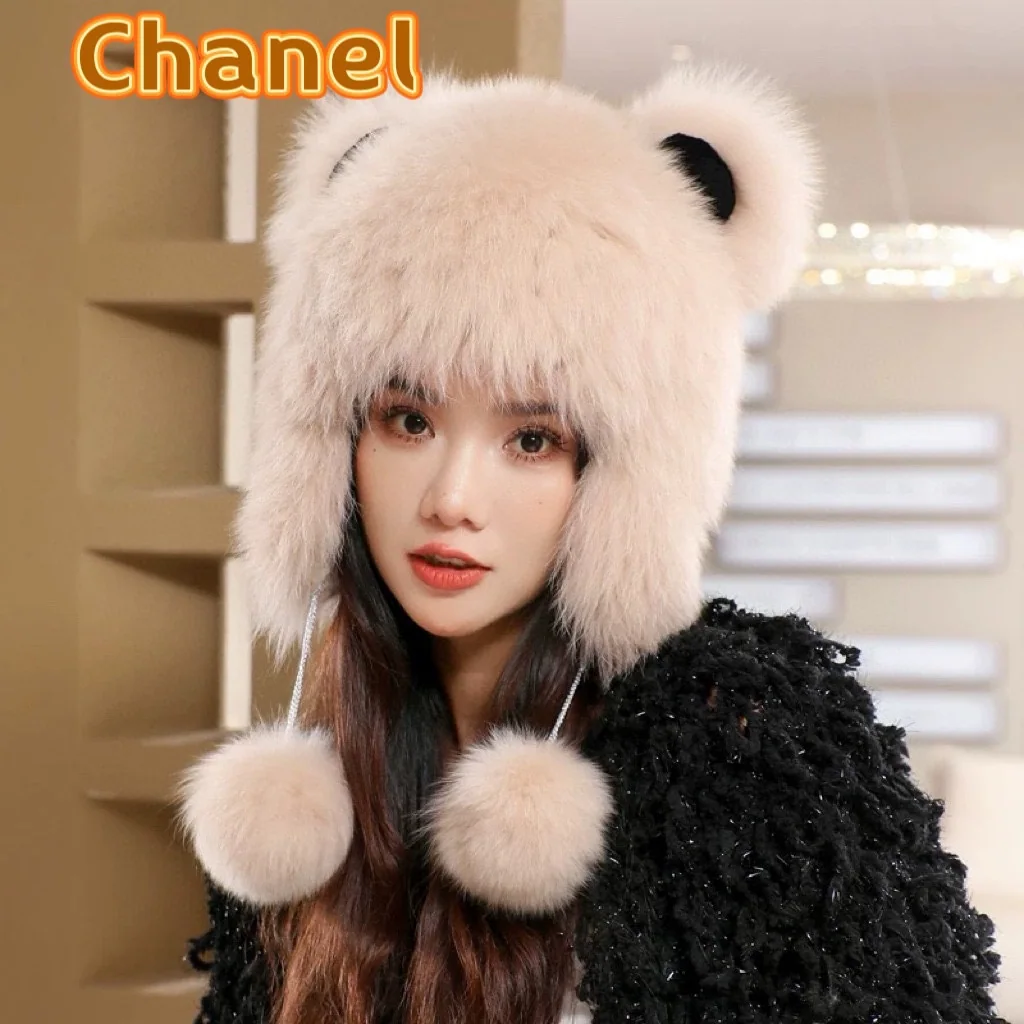 샤넬 페이크 퍼 곰 귀 모자 185604