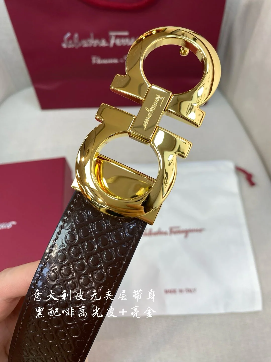 페레가모 천연 가죽 벨트 3.5 CM202500320 상세 이미지 6