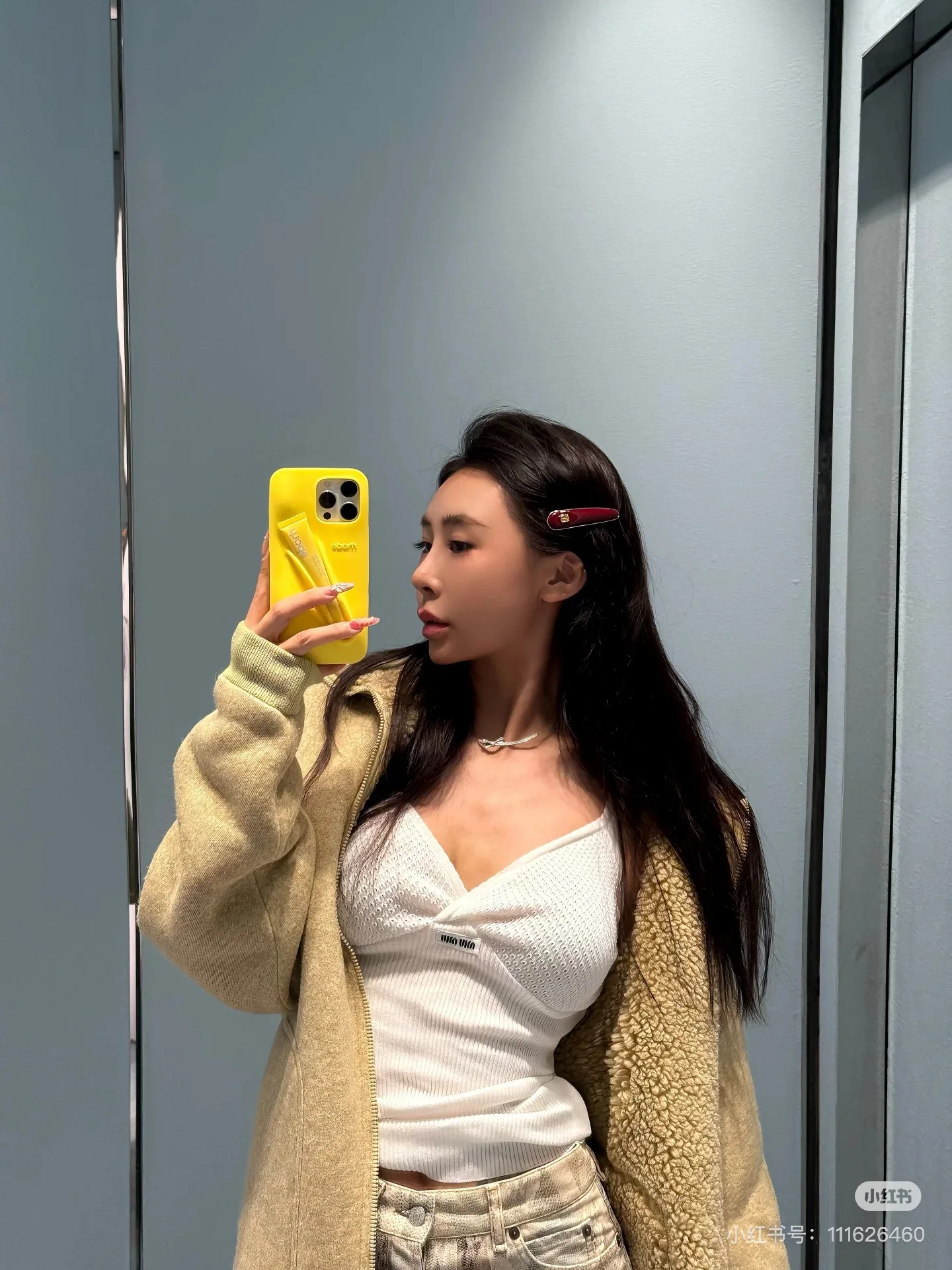 미우미우 레이스 장식 니트 반팔 티셔츠 25 SS 상세 이미지 7