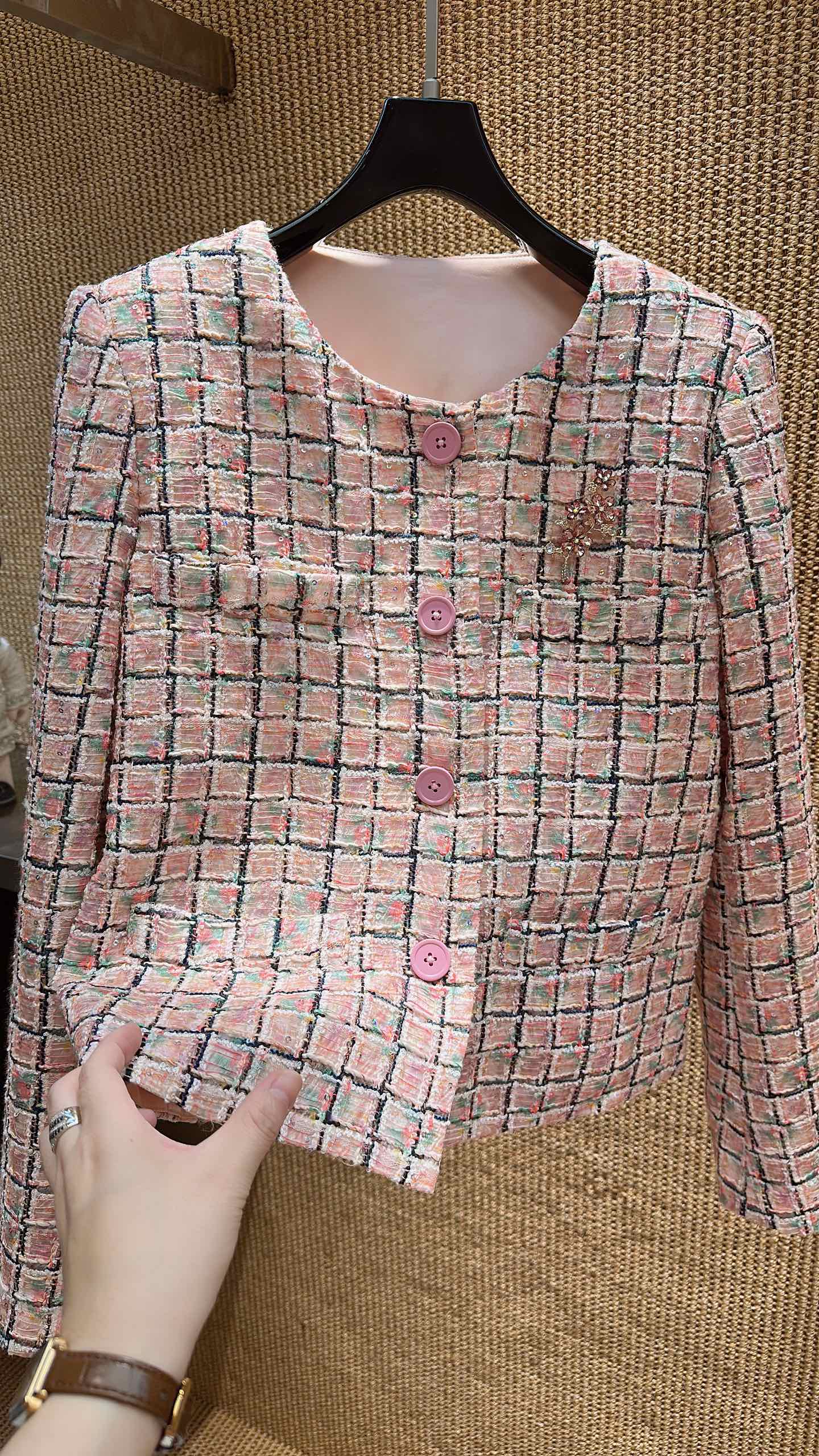 샤넬 파스텔 체크 여성 자켓 상세 이미지 5