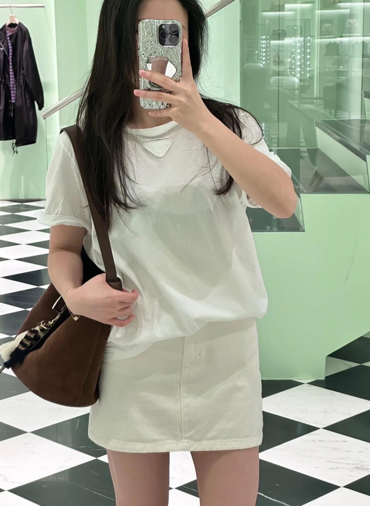 프라다 코튼 여성 반팔 티셔츠 상세 이미지 5