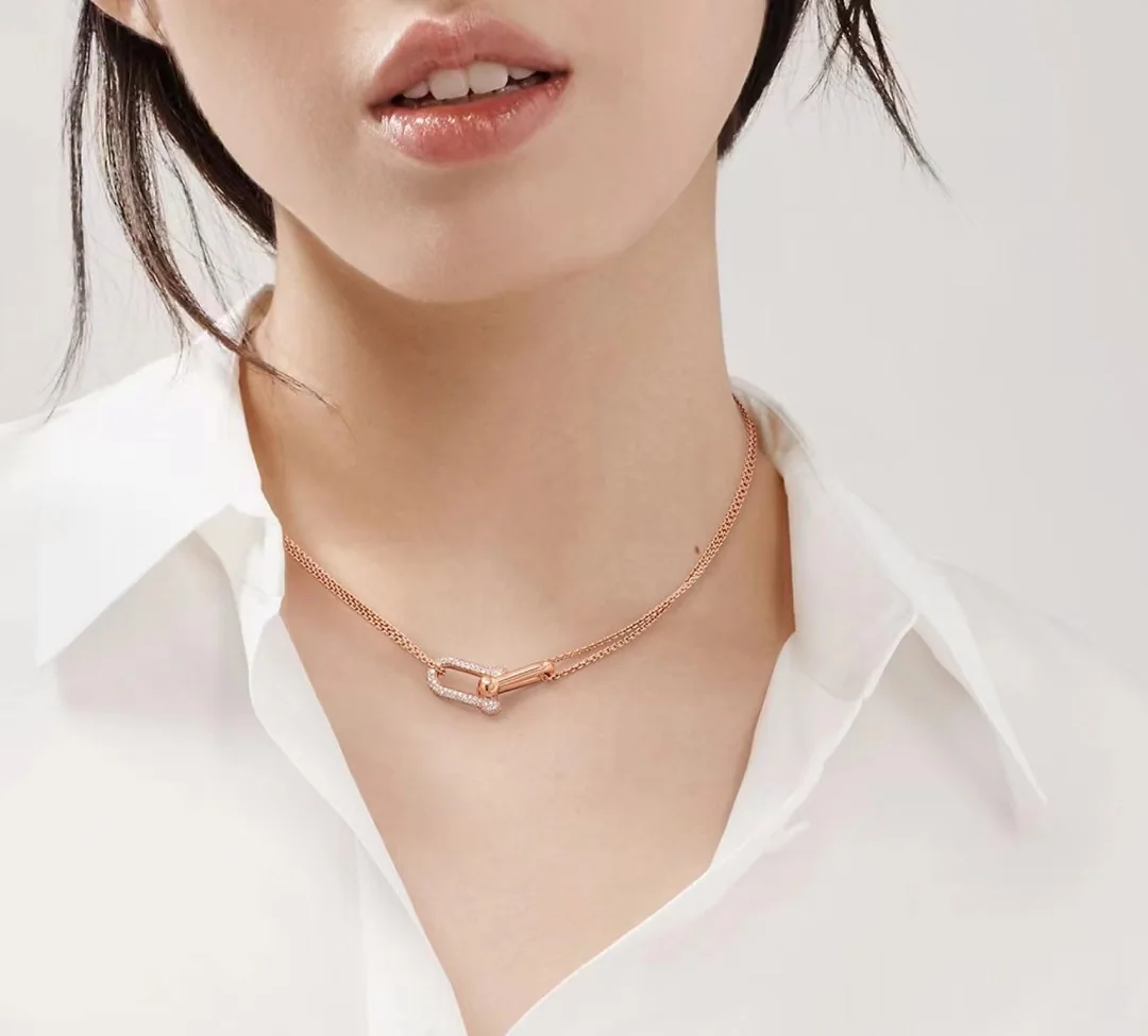 티파니 하드웨어 더블 레이어 하프 다이아몬드 목걸이 상세 이미지 8