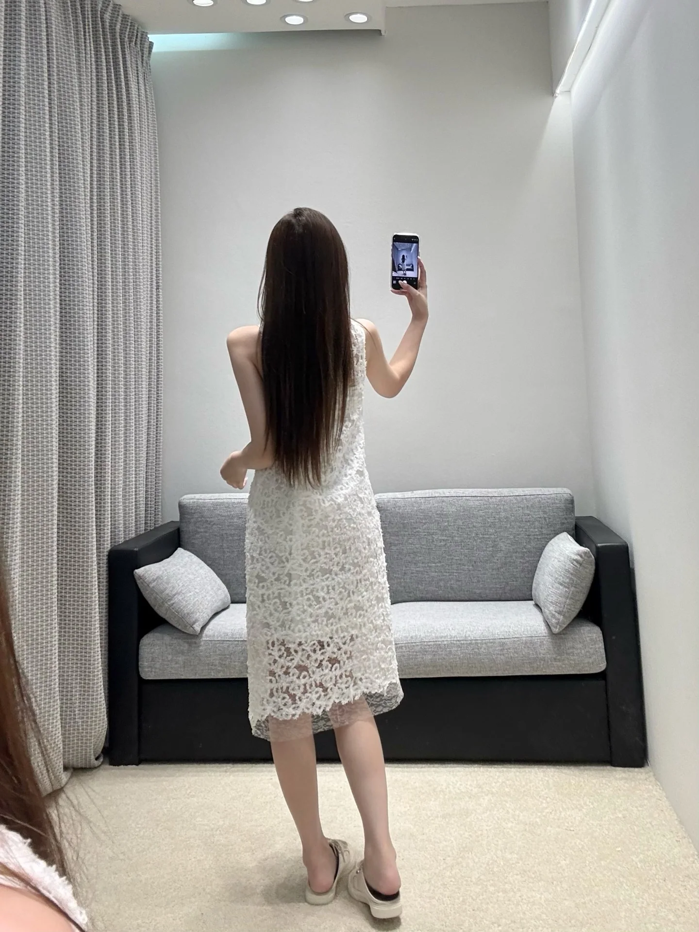 샤넬 화이트 레이스 메시 원피스 상세 이미지 7