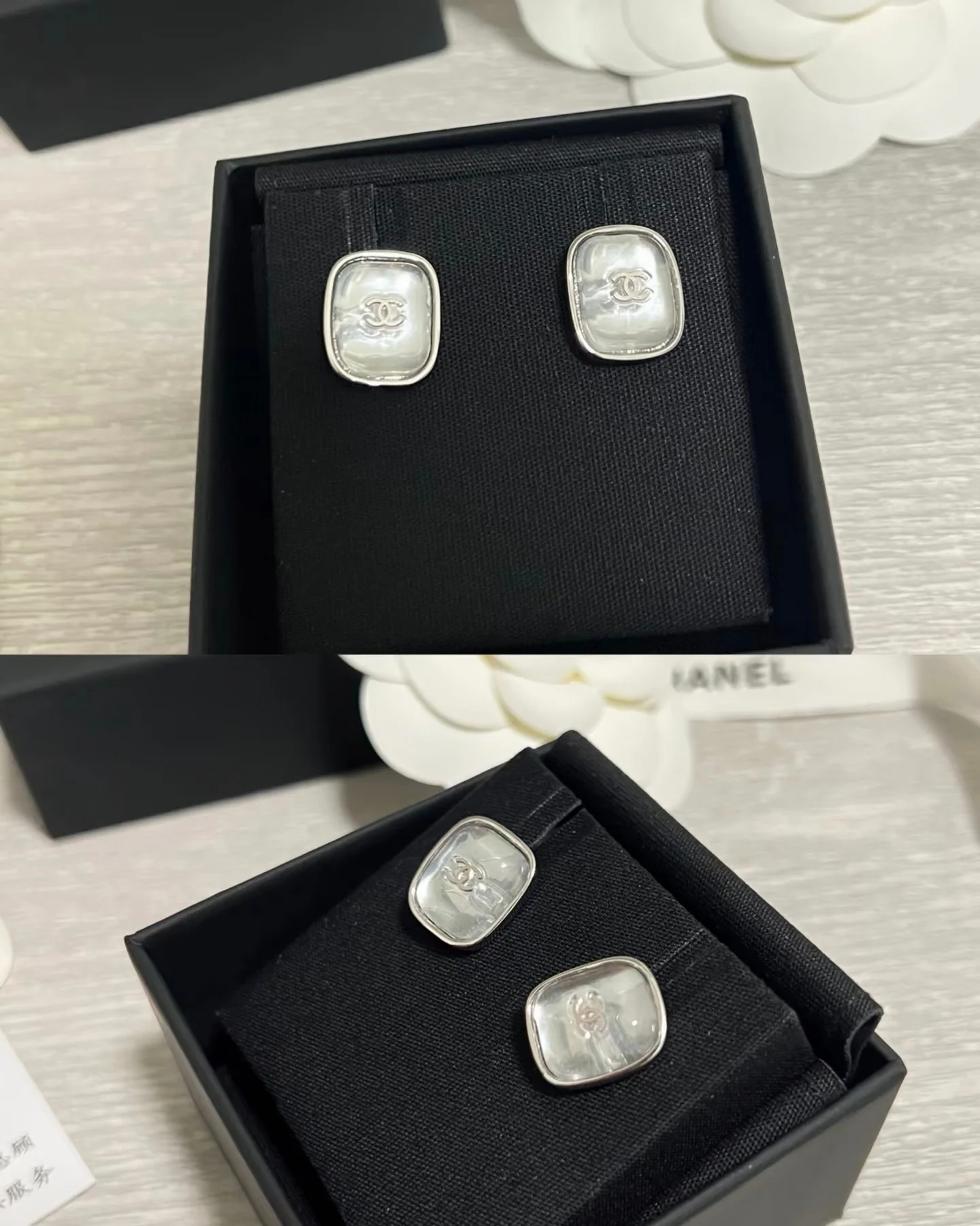 샤넬 화이트골드 스퀘어 다이아몬드 귀걸이 상세 이미지 2