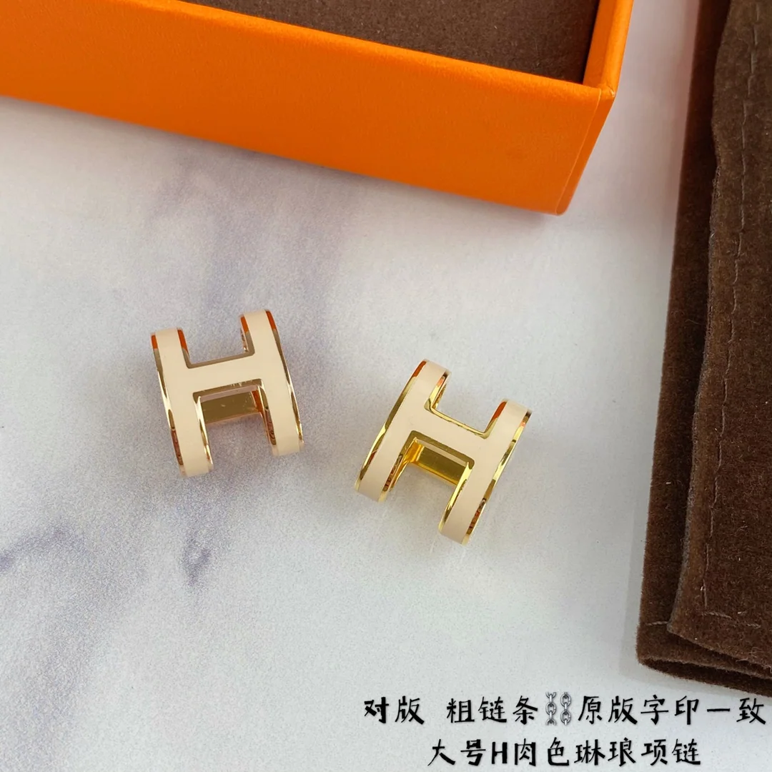 에르메스 H 에나멜 라지 청키 체인 목걸이 상세 이미지 2