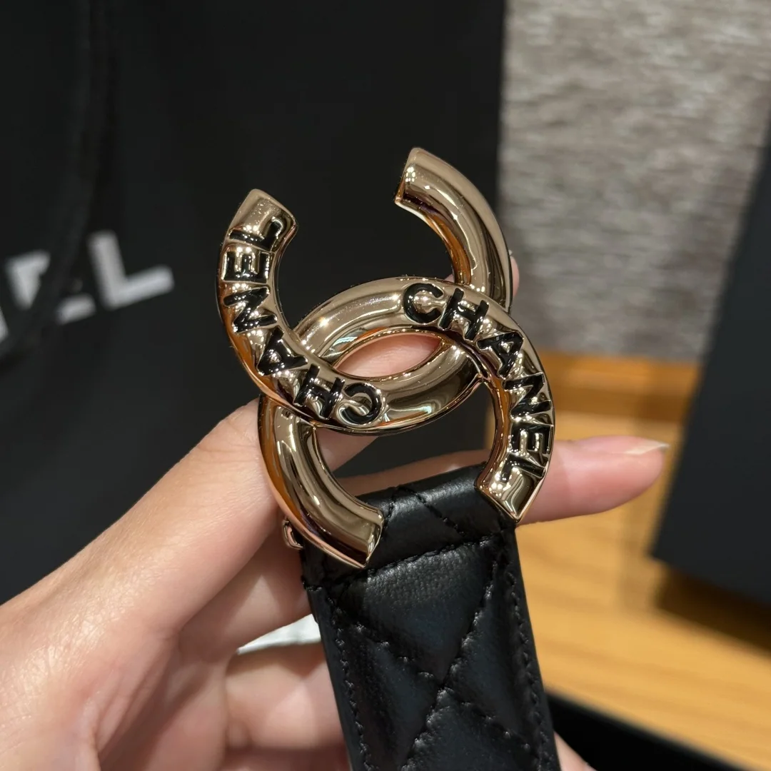 샤넬 더블 C 메탈 로고 램스킨 벨트 상세 이미지 6
