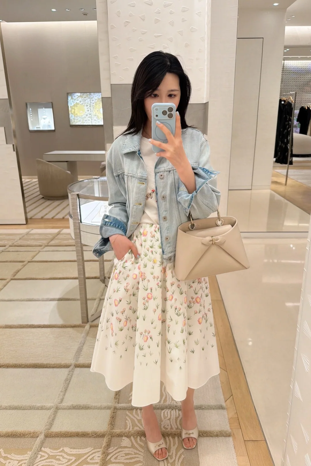 디올 로고 자수 라펠 데님 자켓 상세 이미지 3