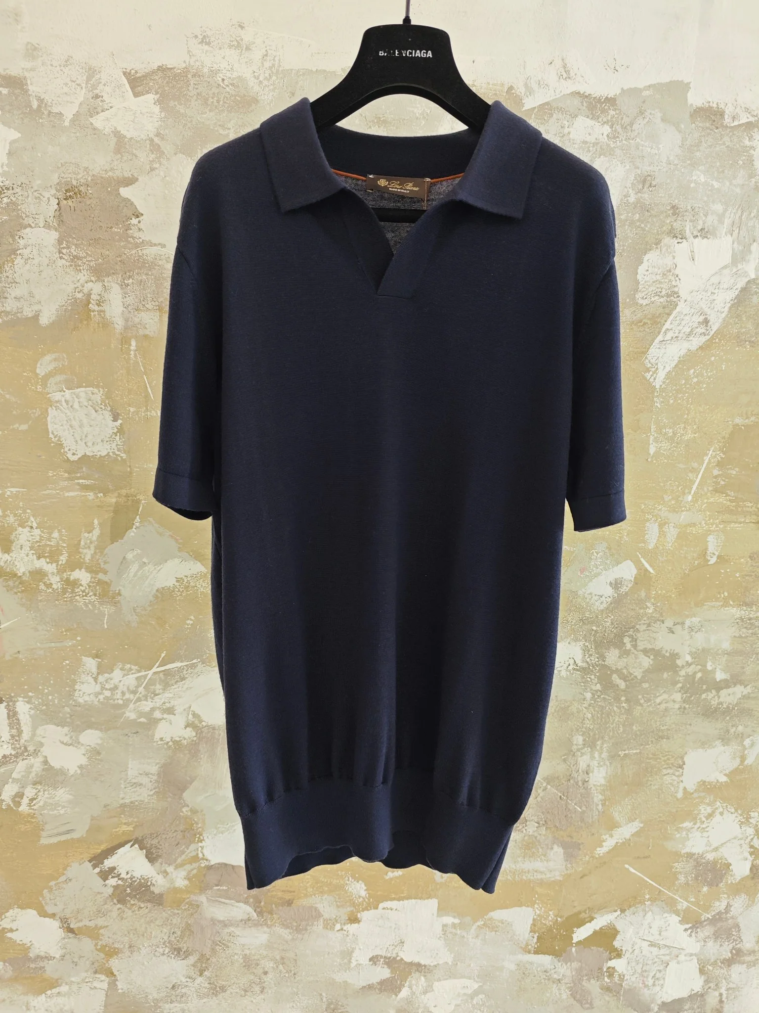 로로피아나 울 시걸 카라 니트 반팔 티셔츠 158211