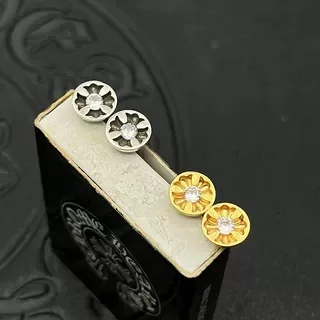크롬하츠 22 K 화이트 골드 다이아몬드 십자 패턴 귀걸이 CE031 상세 이미지 1
