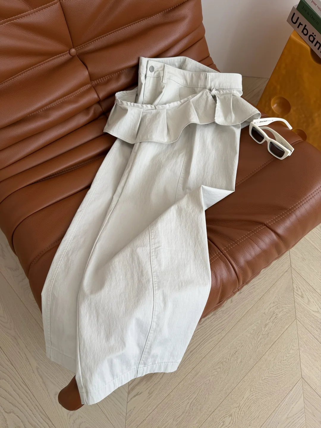 더로우 탈착 프릴 밑단 와이드 여성 바지 상세 이미지 6