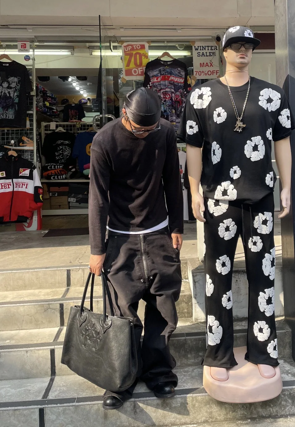 크롬하츠 블랙 쓰리크로스 패치워크 토트백 상세 이미지 6