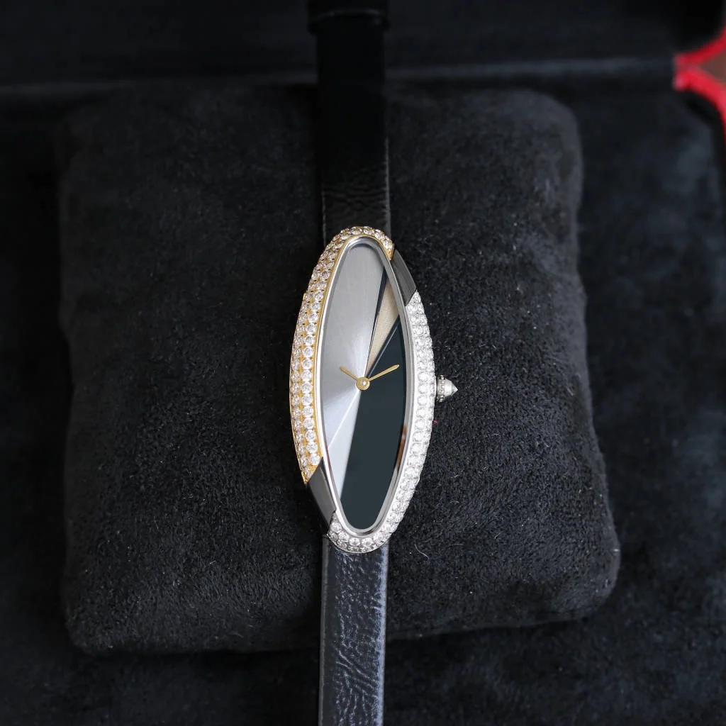까르띠에 바뇨아르 사파이어 글라스 블루 블랙 스틸밴드 미디움 레플리카 42845 Cartier 상세 이미지 3