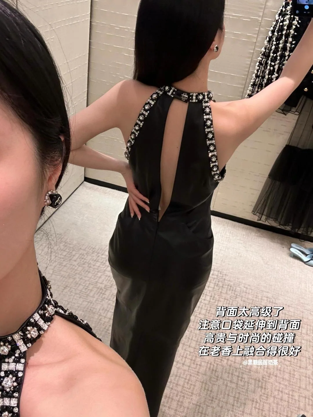 샤넬 블랙&화이트 더블 C 스터드 귀걸이 상세 이미지 2