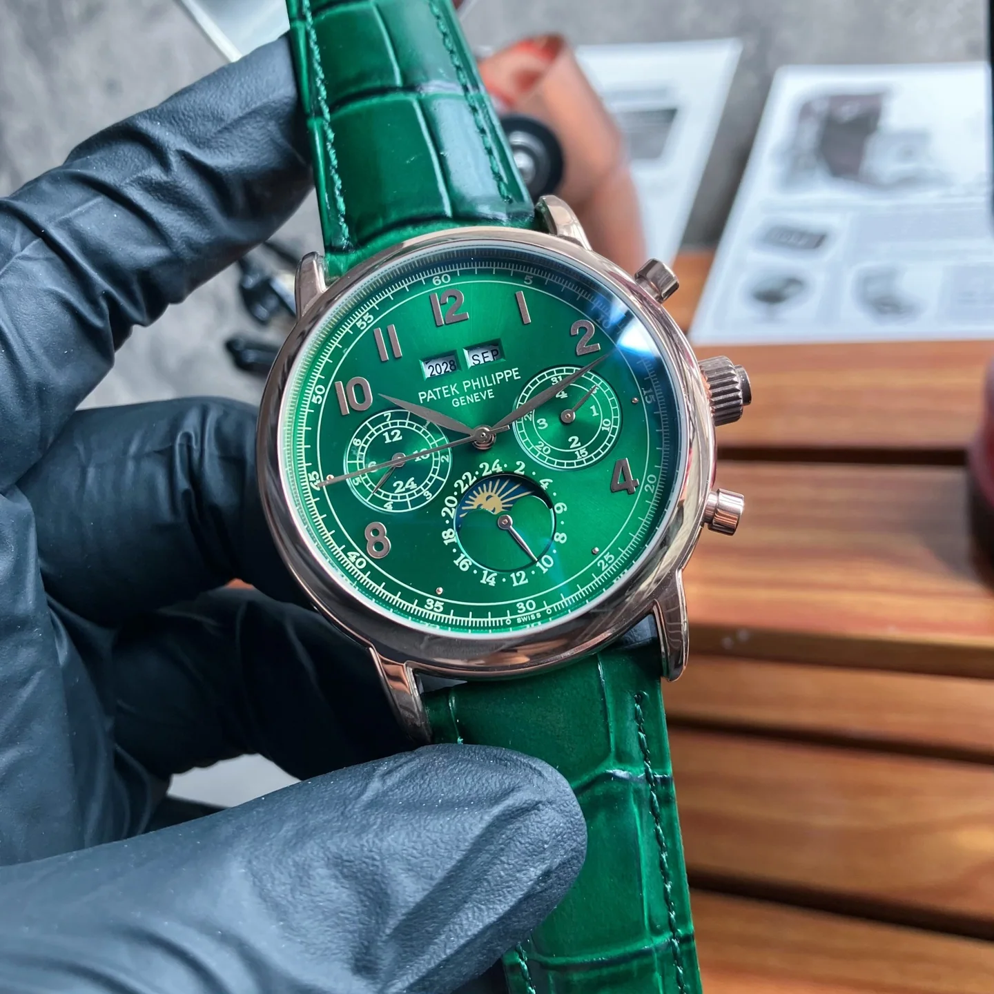 파텍필립 투르비용 드래곤 다이얼 자동 레더스트랩 스틸 레플리카 44145 Patek Philippe 상세 이미지 3