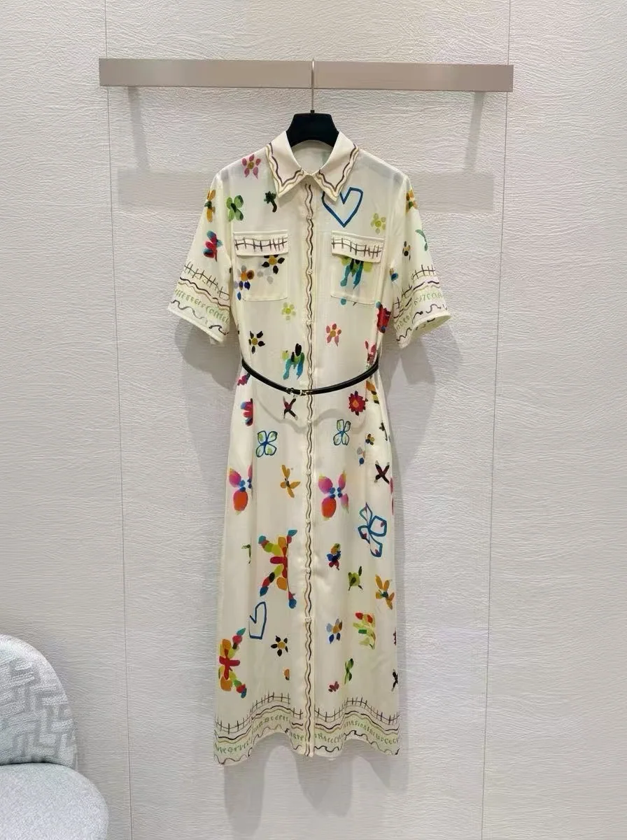 막스마라 프린트 혼방 코튼 셔츠 원피스 26 SS