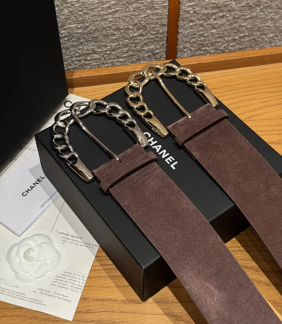 샤넬 스웨이드 체인 버클 벨트 상세 이미지 4