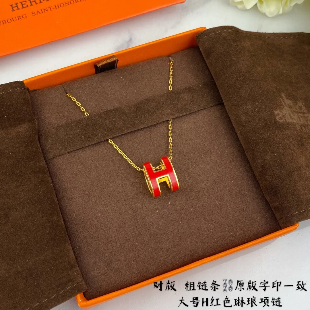 에르메스 H 에나멜 라지 목걸이 상세 이미지 8