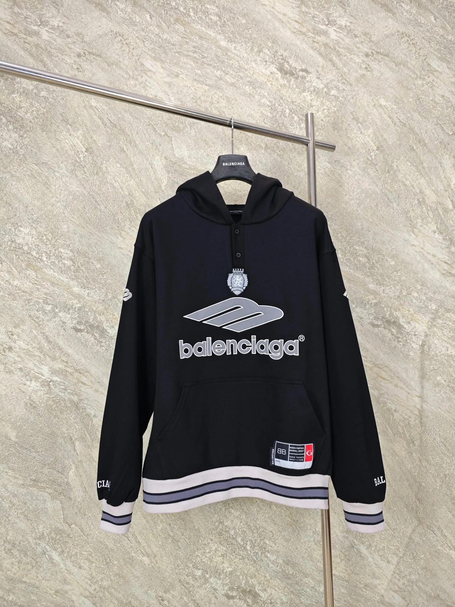 발렌시아가 2026 SS 자수 리브 남성 후드 레플리카 46976 Balenciaga Hoodie