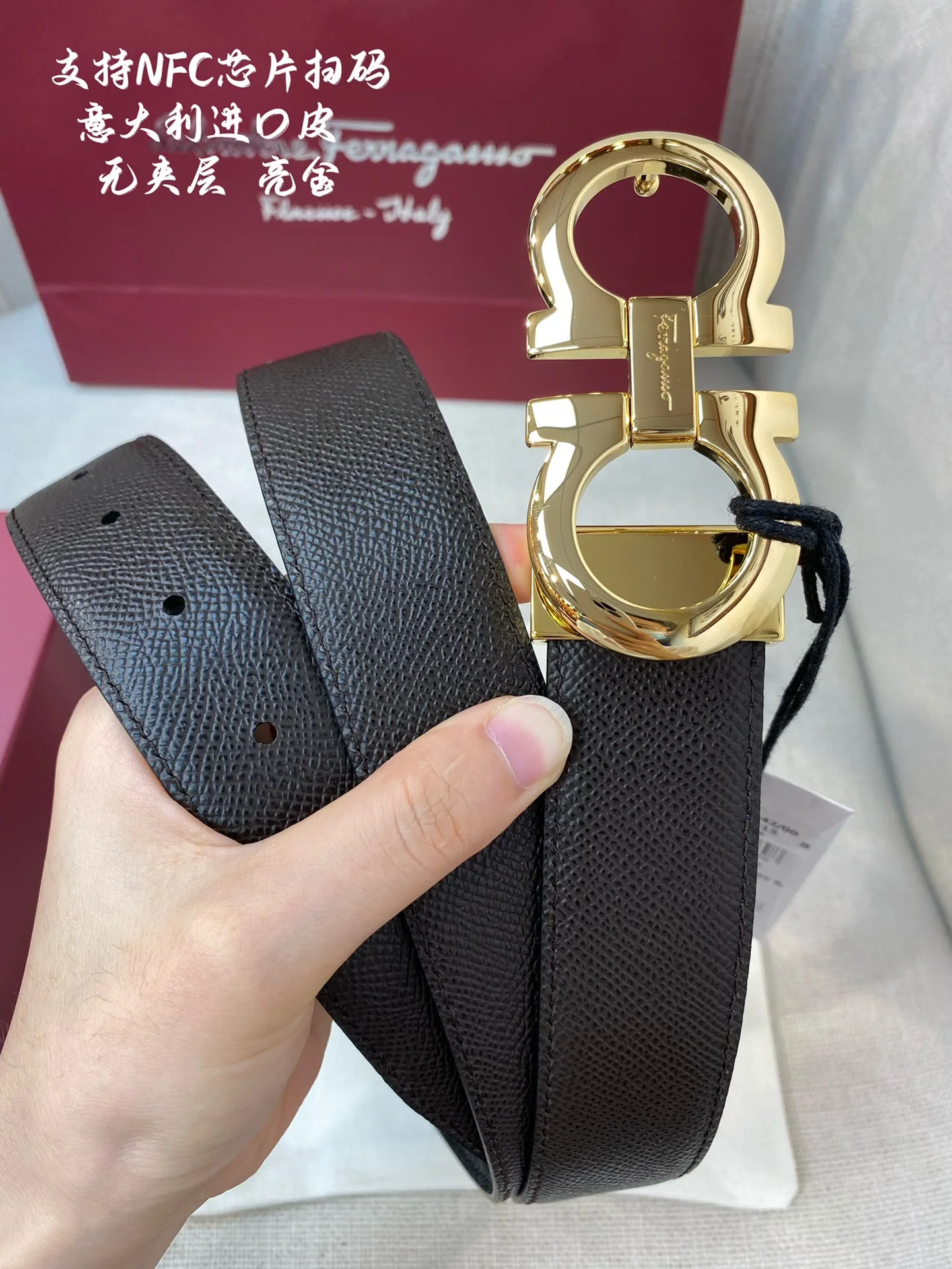 페레가모 천연 가죽 벨트 3.5 CM202500320 상세 이미지 1