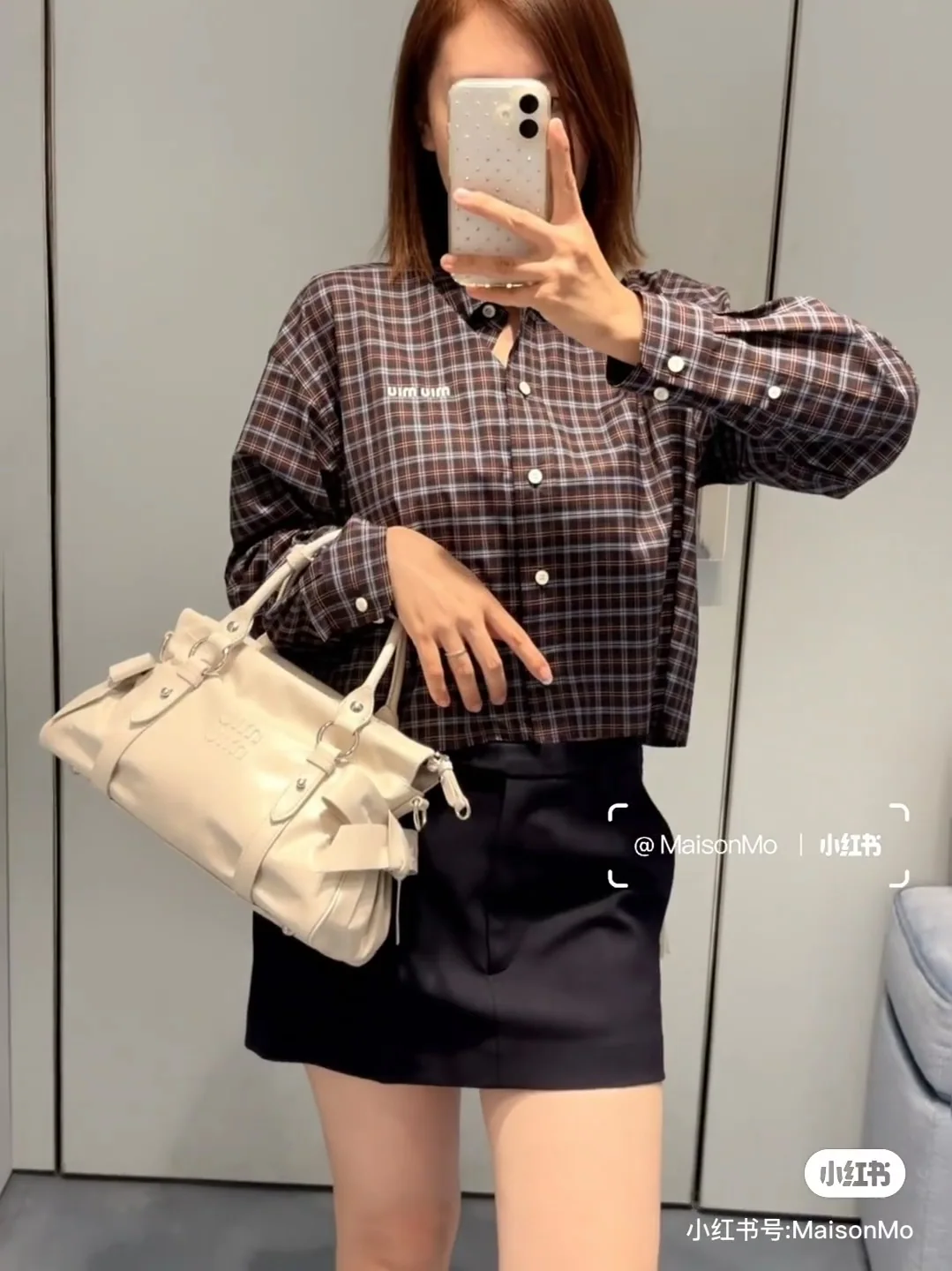 미우미우 체크 셔츠 원피스 상세 이미지 5