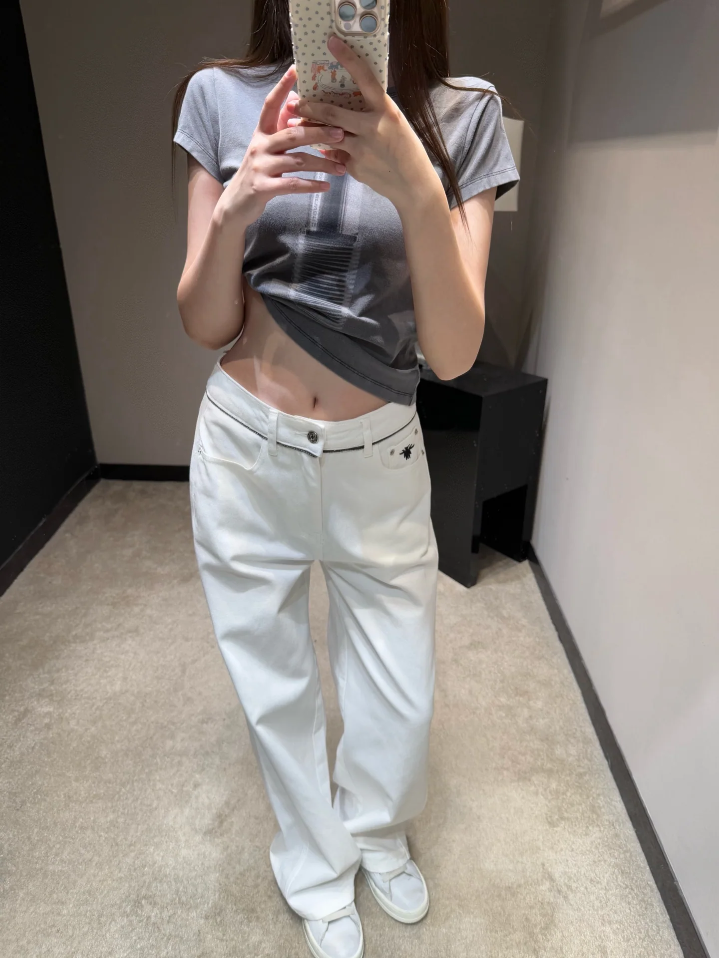 디올 와이드 레그 하이웨스트 데님 바지 상세 이미지 4