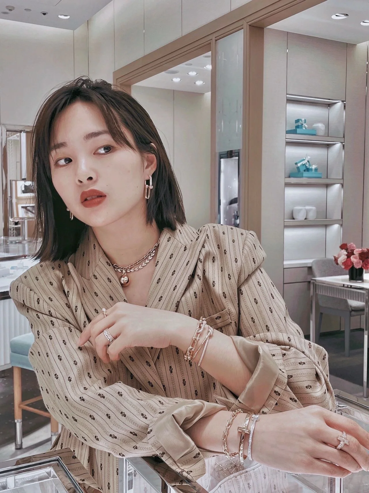 티파니 노트 컬렉션 18 K 로즈골드 다이아몬드 팔찌 상세 이미지 3