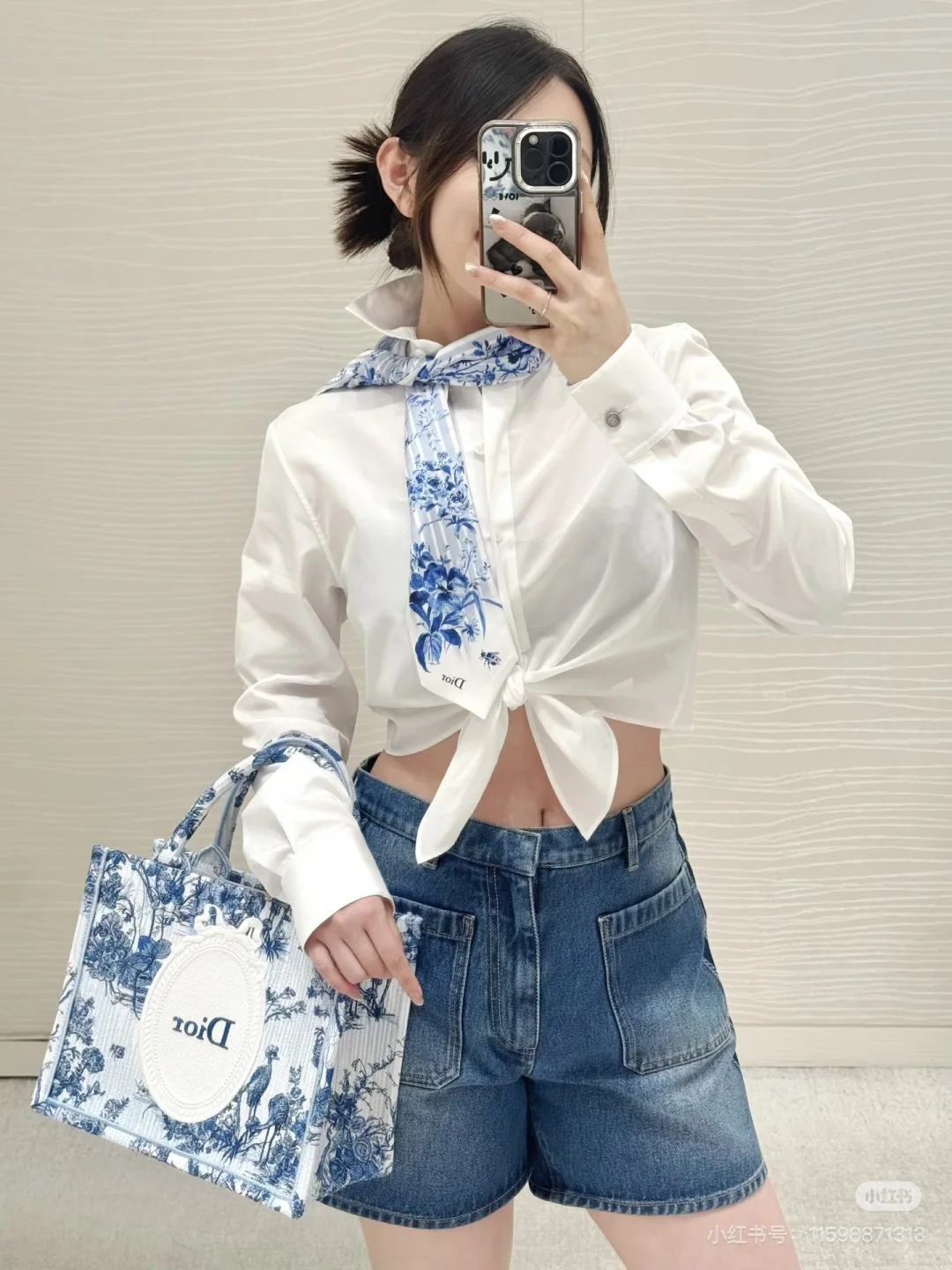 디올 하이웨스트 루즈핏 데님 바지 상세 이미지 3
