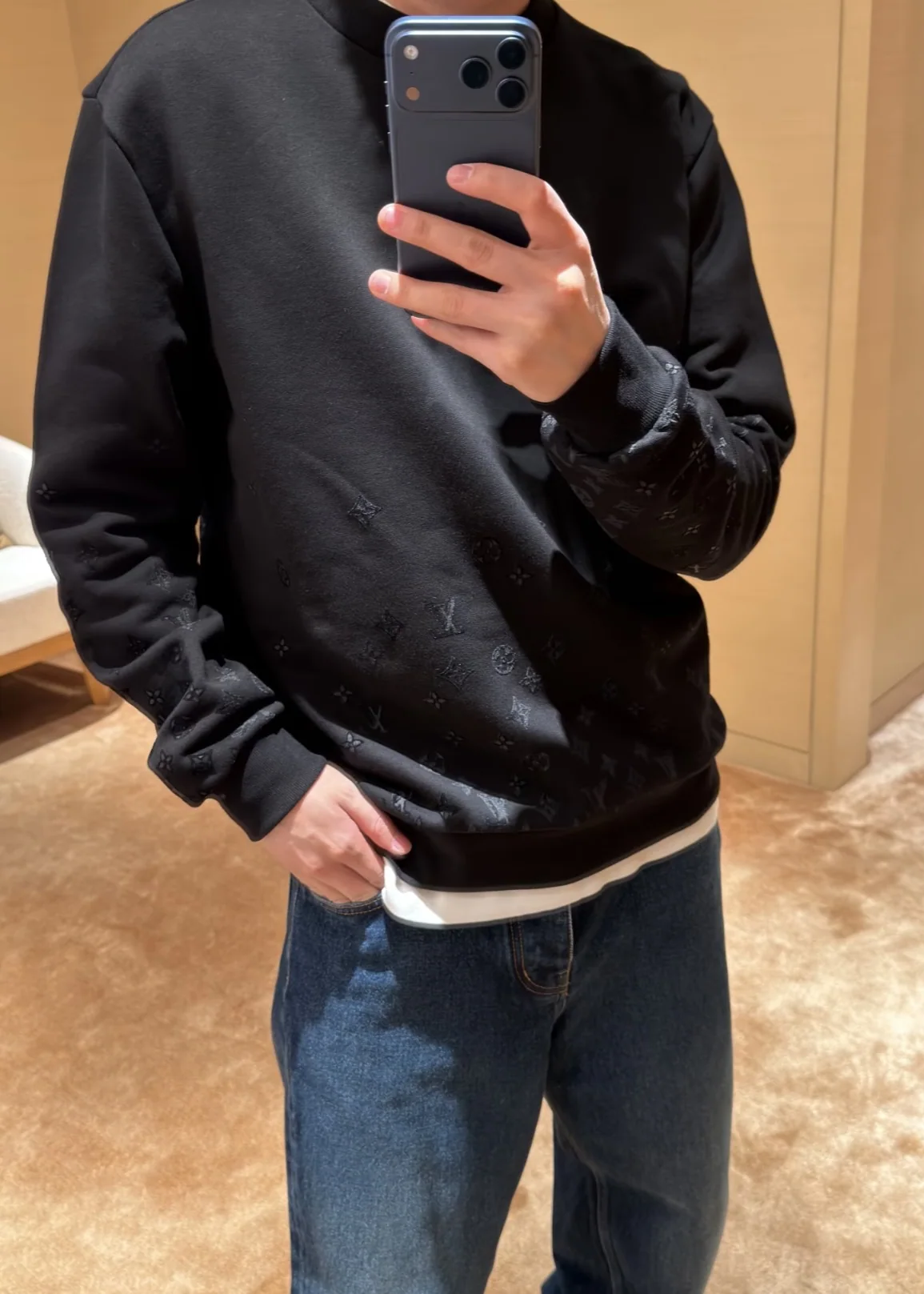 톰브라운 파리게 무늬 크루넥 긴팔 스웨트셔츠 상세 이미지 6