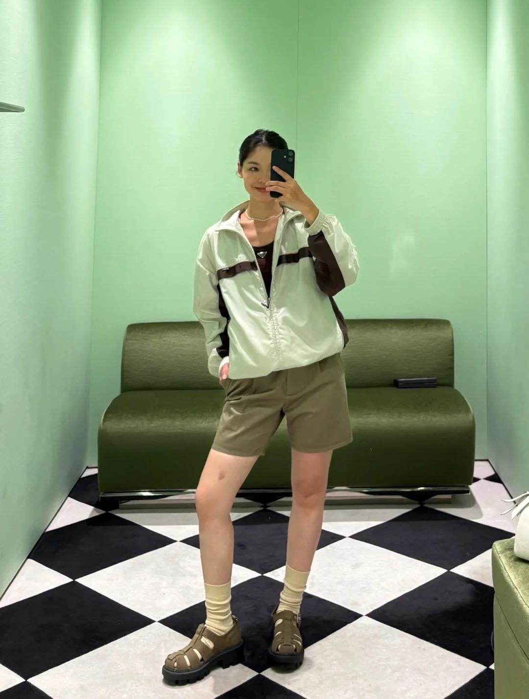 프라다 컬러 블록 나일론 여성 자켓 상세 이미지 6