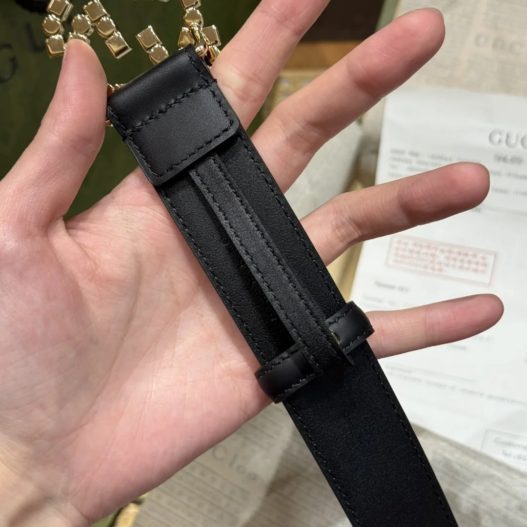구찌 인터로킹 더블 G 골드 버클 가죽 벨트 상세 이미지 8