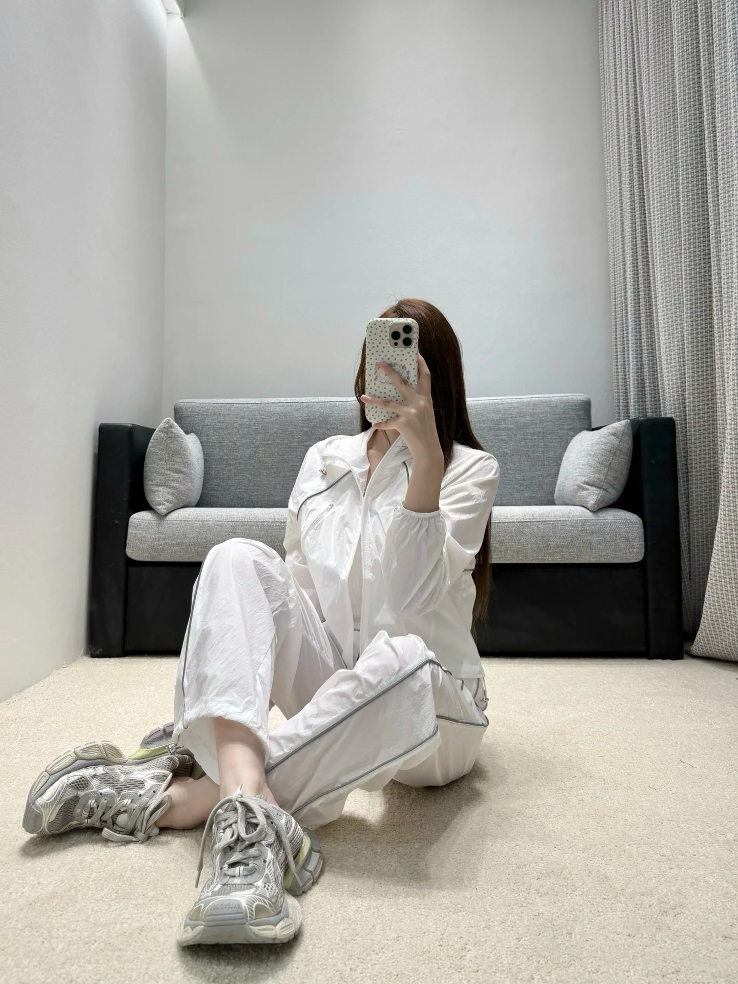 샤넬 여성 크롭 후드 재킷 와이드 팬츠 세트 상세 이미지 9