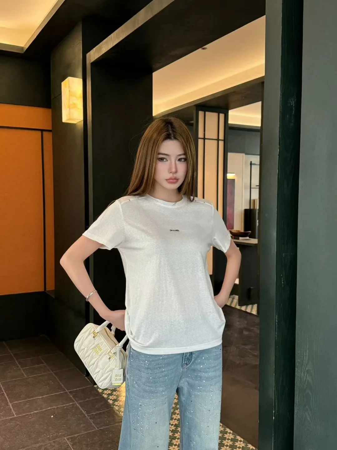 샤넬 크루넥 코튼 반팔 티셔츠 2026 SS 상세 이미지 5