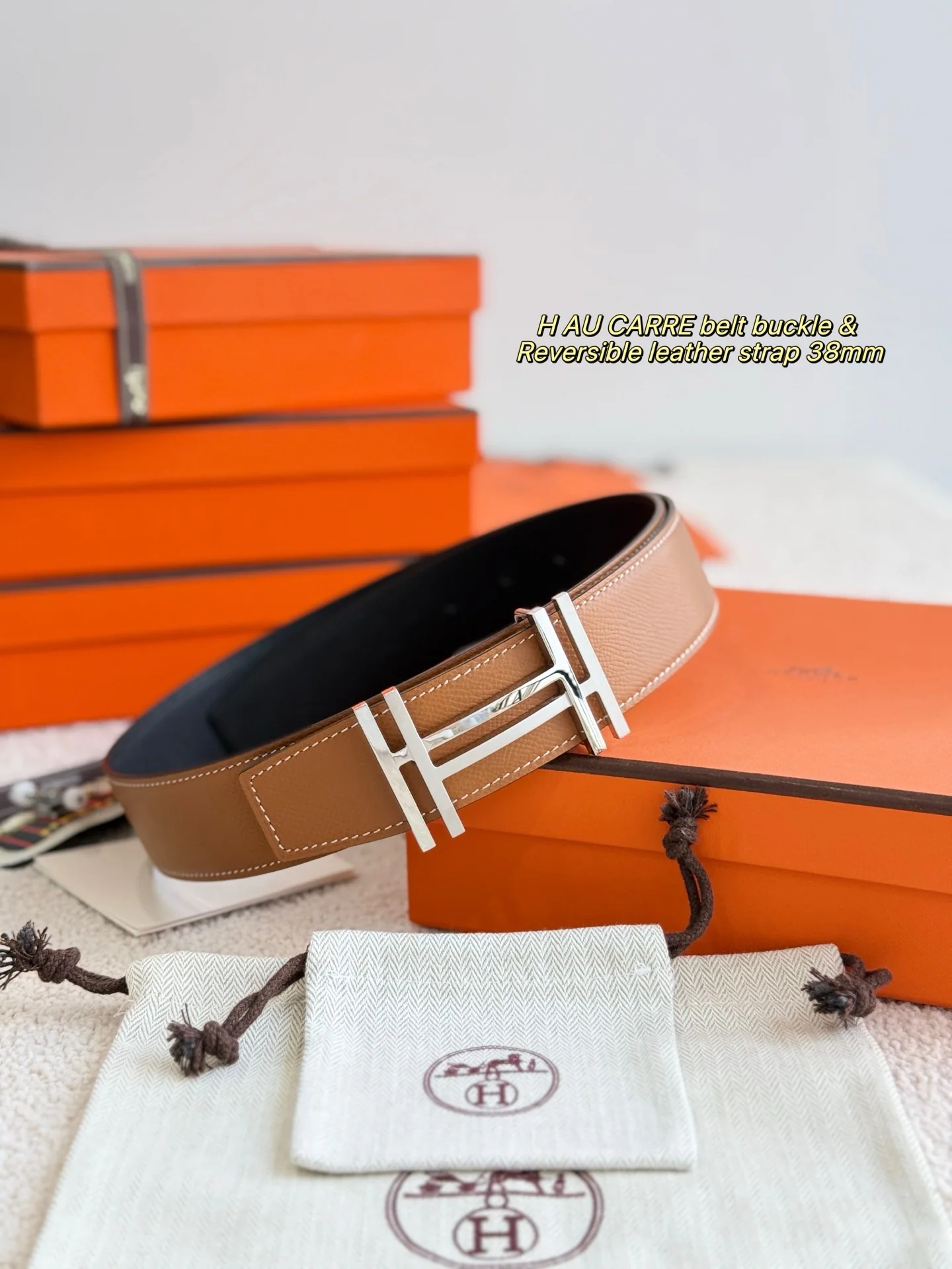 에르메스 H AU CARRE 가죽 벨트 상세 이미지 5