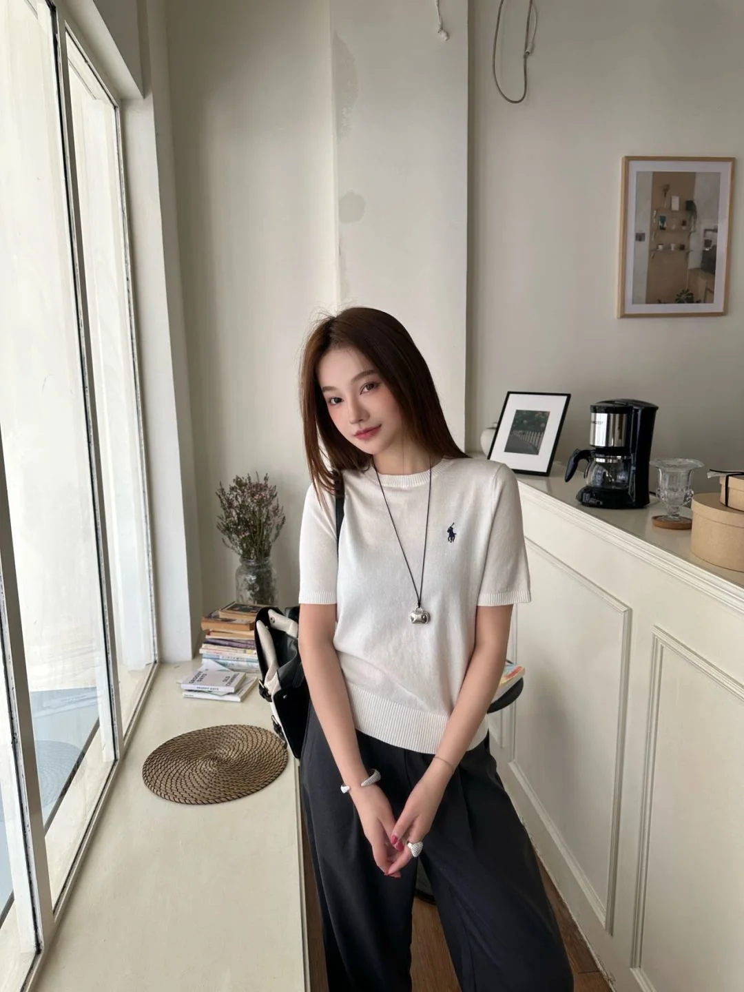 폴로 여성 니트 반팔 티셔츠 상세 이미지 5