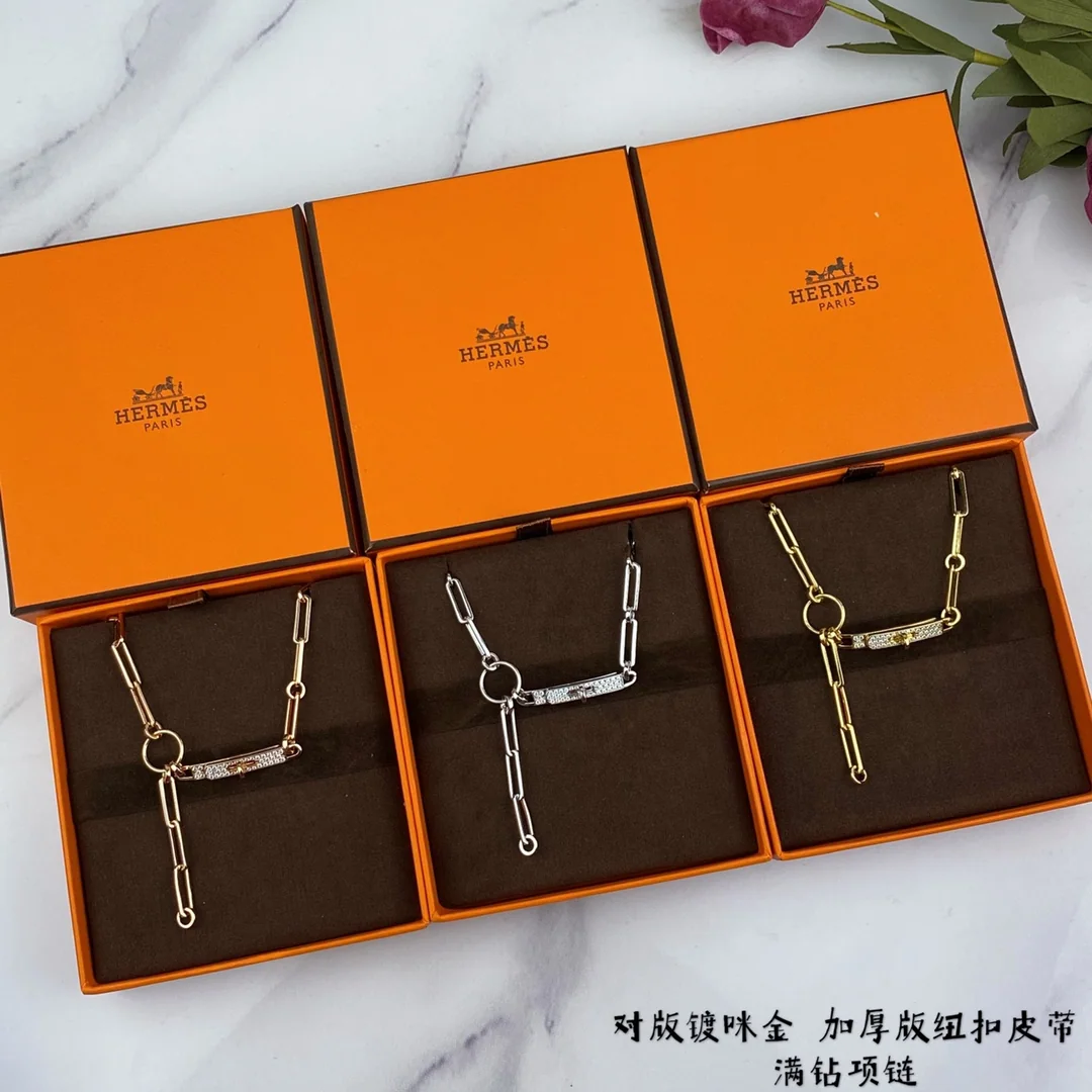 에르메스 스털링 실버 골드 도금 목걸이 70468