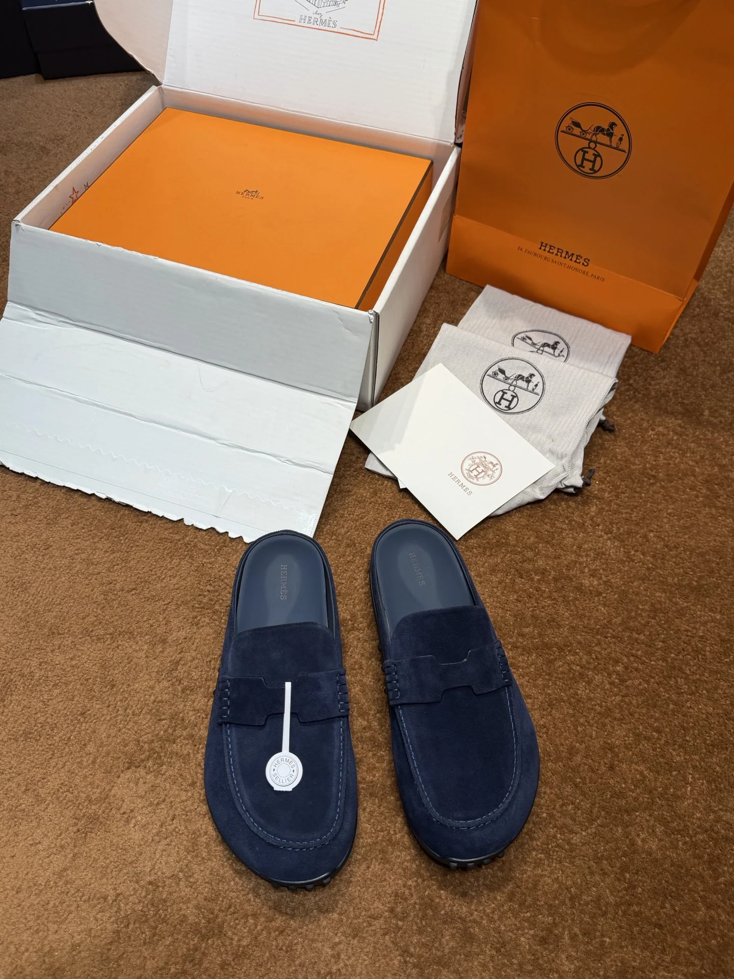 에르메스 남성 가죽 슬리퍼 154350
