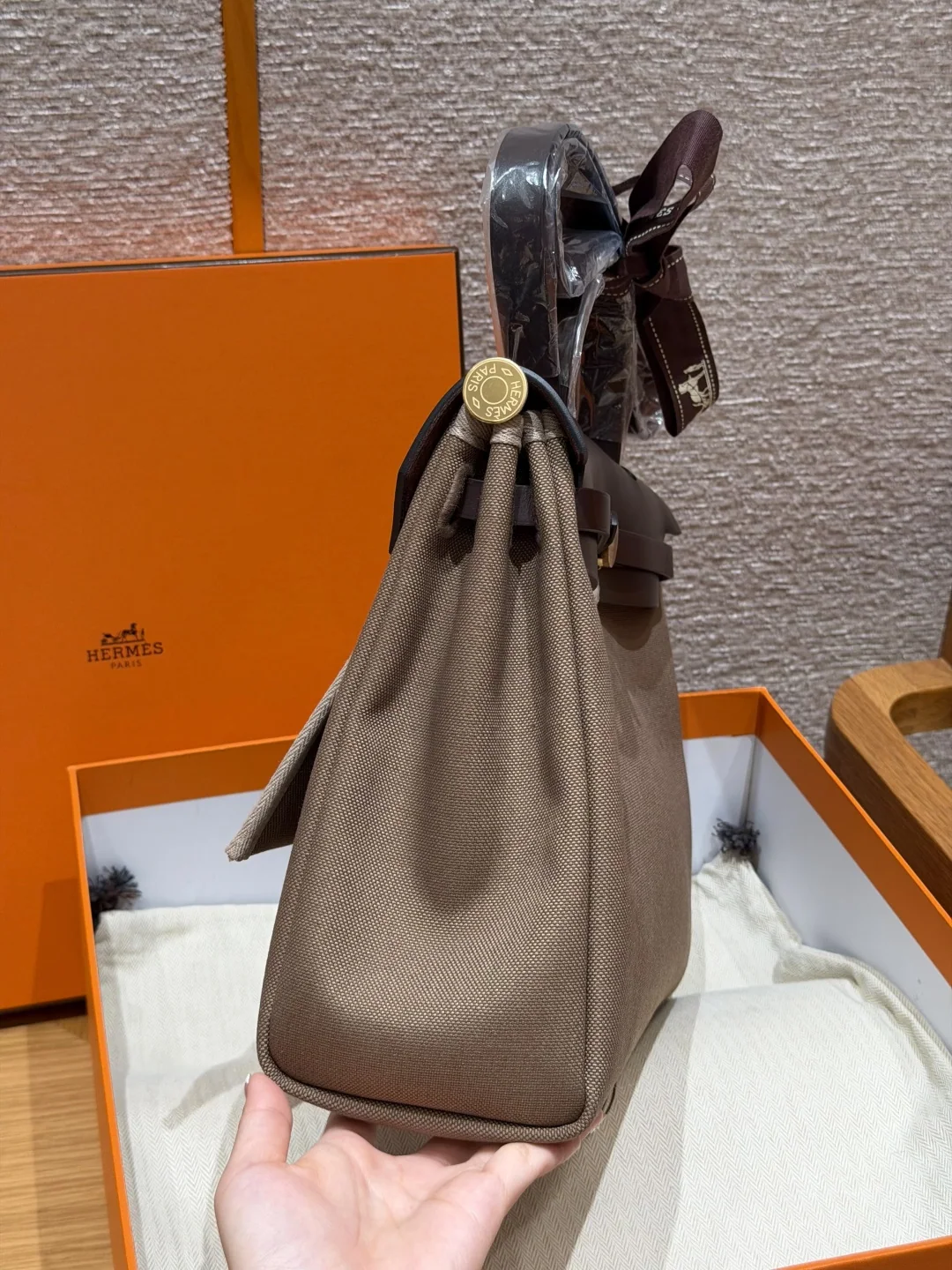 에르메스 하버백 캔버스 가죽 가방 상세 이미지 4
