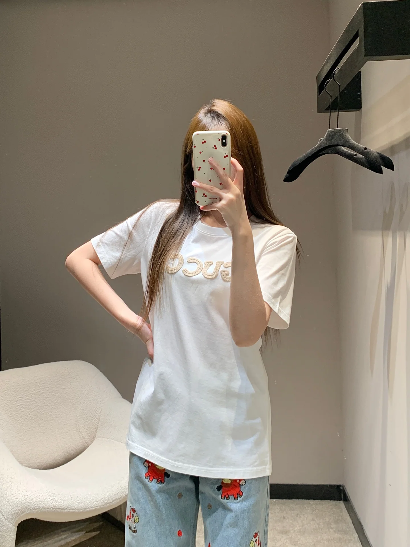 구찌 레터 타월 자수 크루넥 반팔 티셔츠 26 SS 상세 이미지 1